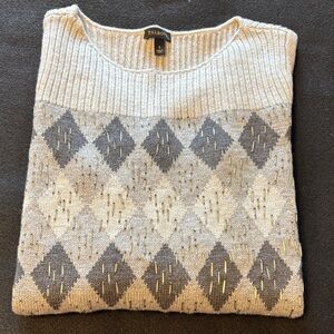 Talbots gray on Gray Argyle ladies  Sweater